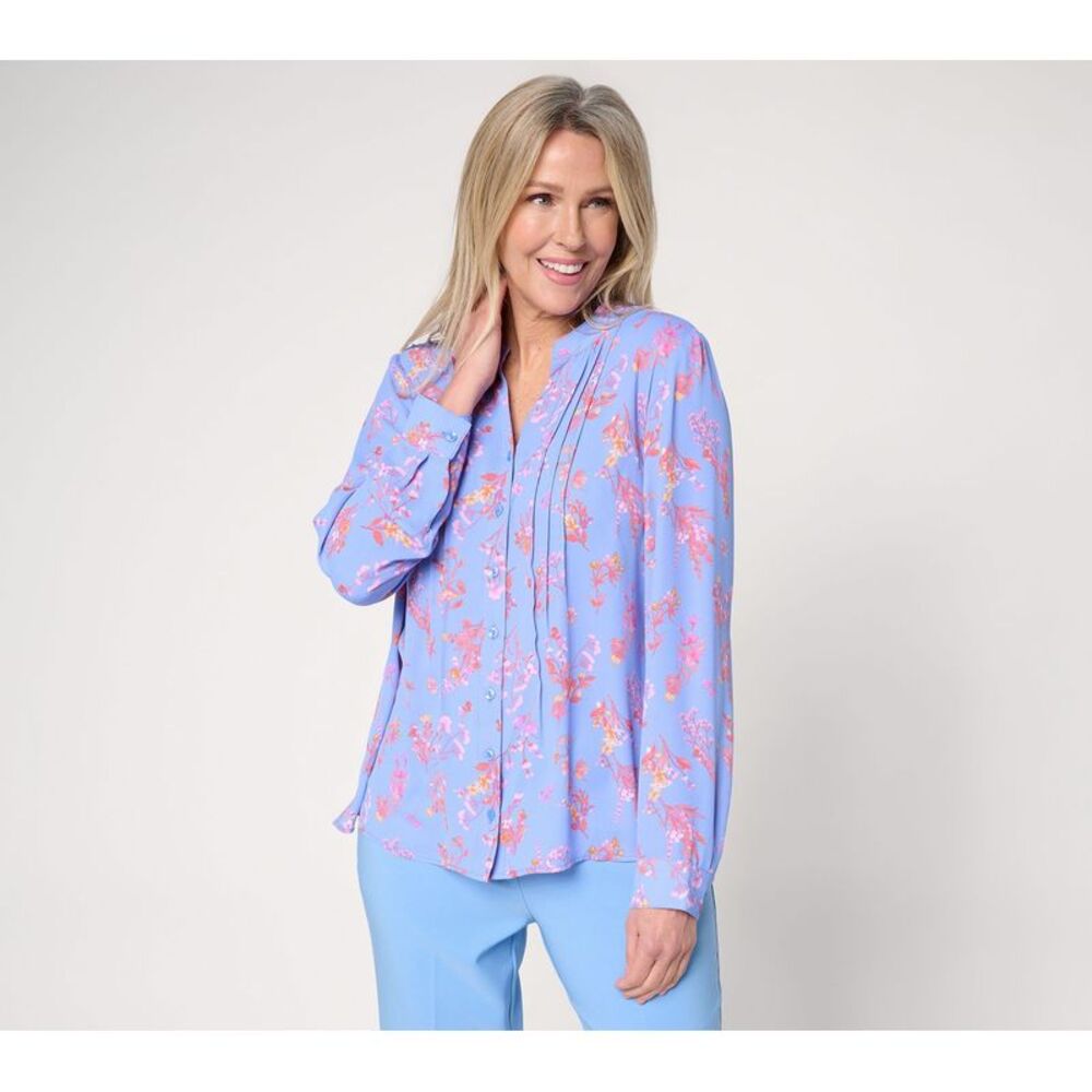 Liberare Women's Top Sz S Make Your Selection: Joan Rivers Pintuck Blue